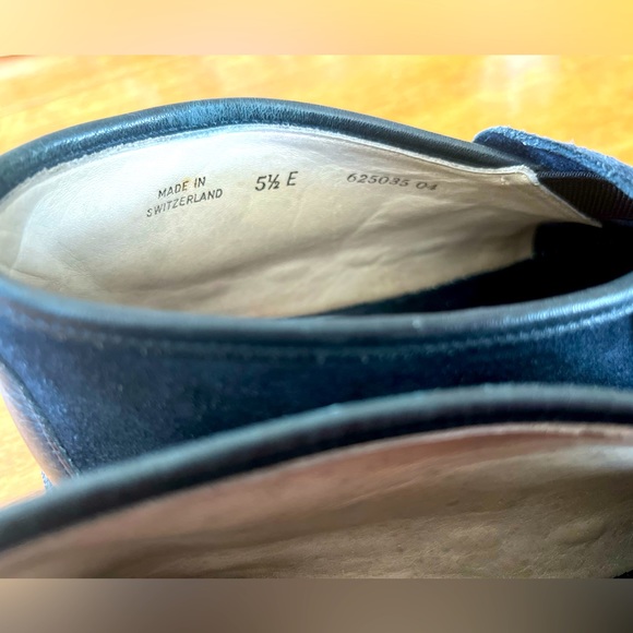 Rare Vintage Suede Bally of Switzerland Shoes Black Slip On Size US W 8 M 6 - Picture 4 of 6